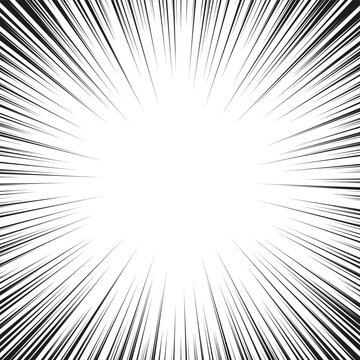Dynamic radial background. Ray structure with perspective and directional movement. Conveying movement, acceleration, and dynamism in design. Manga. Speed lines.