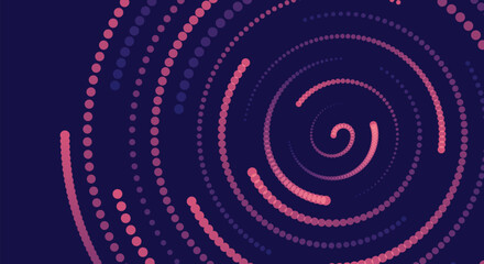 Obraz premium Illustration of vibrant purple and pink spiral pattern with dotted lines on dark blue background