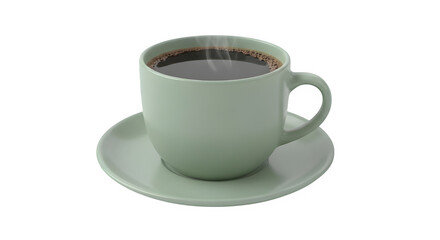 Obraz premium Steaming hot coffee in modern green ceramic cup