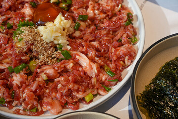 Traditional Korean Beef Tartare Yukhoe