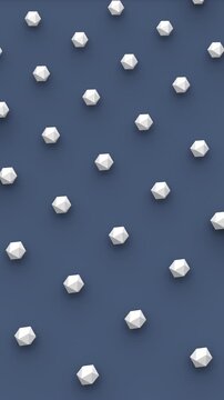 Futuristic 3d render of polyhedral shapes seamless moving in isometric view. Computer generated loop animation. 4K seamless vertical motion design