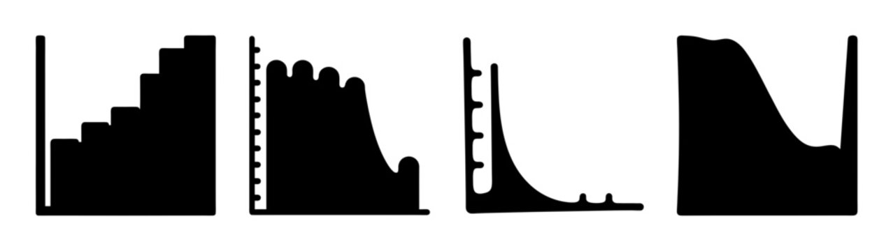 Four different types of graphs and charts vector illustration, flat design graphics