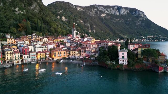 Varenna, Italy viewed from above Lake Como