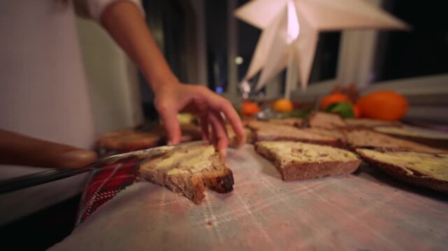 Seasonal kitchen display with slices and decorative elements