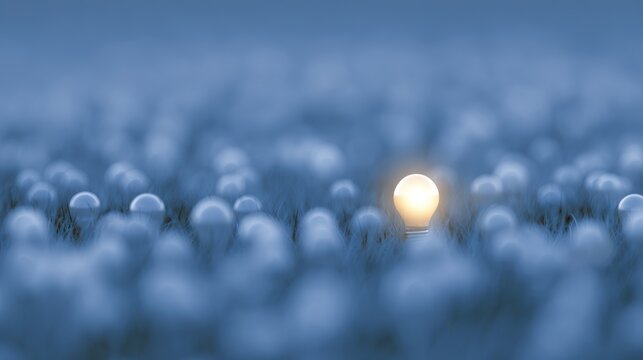 A single golden lightbulb in a field of hundreds of blue ones, Disruptive Innovation