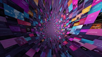 Digital content concept. Social network. Wide-angle visual effect for banners or advertising