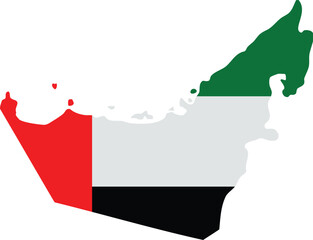 Fototapeta premium United Arab Emirates (UAE) Map in Flag Colors. Flat Vector Illustration Isolated on Transparent Background.