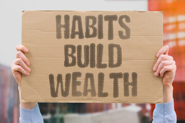 "Habits Build Wealth" Developing daily savings habits consistently is the most reliable way to build lasting wealth. SAVINGS. WEALTH. HABIT. DAILY. FINANCE. © AndriiKoval