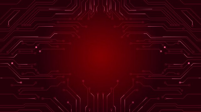 Red Futuristic Technology Circuit Loop Background 4K