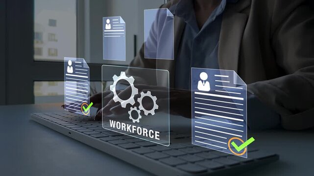 Productive teamwork supporting company goals and performance.Workforce concept with diverse employees focused on career growth, training and development. 