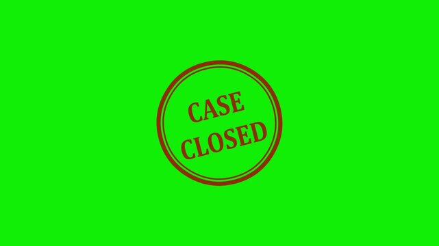 Case Closed Animated Stamp on Green Screen Background