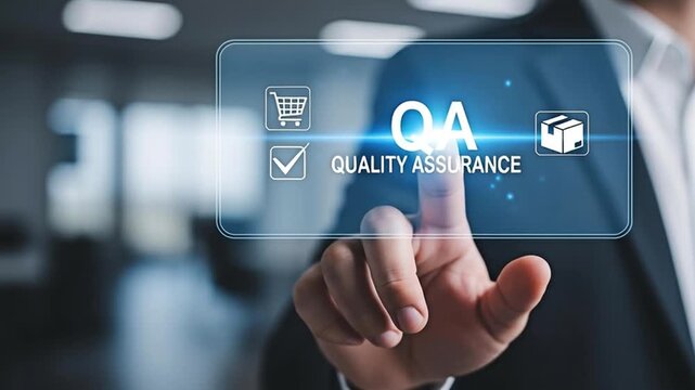 Quality assurance concept of touch screen for digital business.