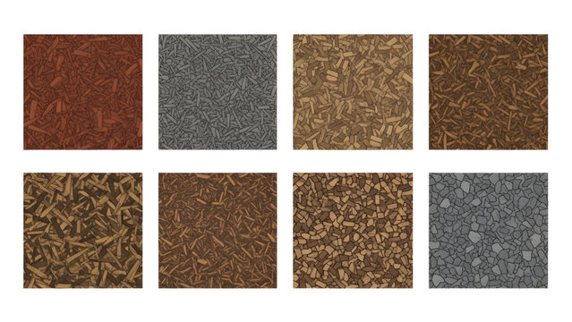 Garden Bed Mulch Surface Top View Earth Tone Vector Set for Architectural Site Plans