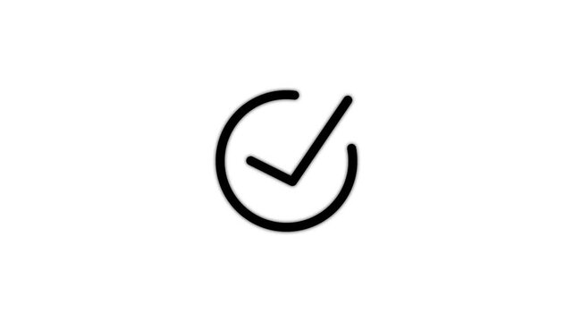 Minimalist check mark animation on white background approved confirmed success choice decision