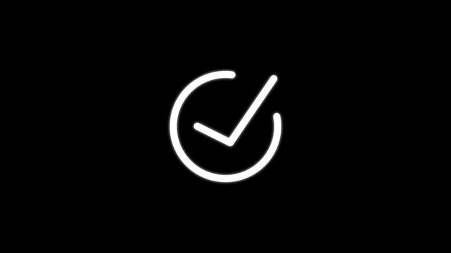 Minimalist check mark animation on black background approved confirmed success choice decision