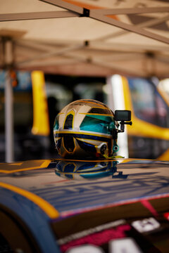 Kyiv, Ukraine, Chaika Raceway - August 3, 2023: Drift car in a race with smoke. Drift car close-up. Drift cars and drivers, street racing, auto culture. Drift culture.