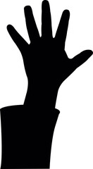 a hand black color silhouette vector