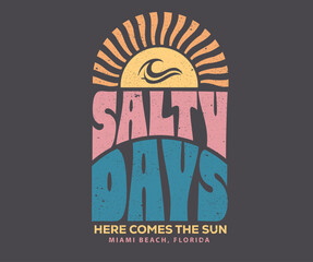 Fototapeta premium Salty days in Miami beach Florida artwork. Here comes the sun.