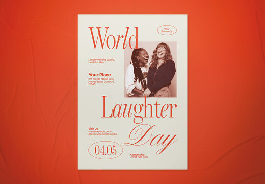 Beige & Orange Utilitarian World Laughter Day Flyer