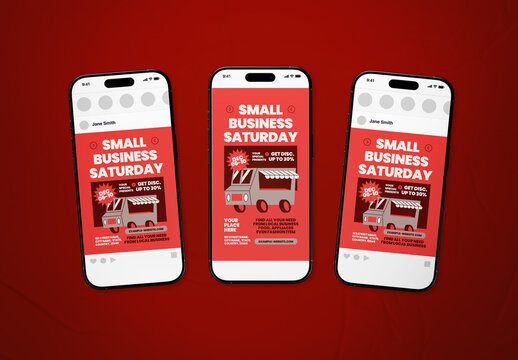 Red Retro Small Business Saturday Social Media
