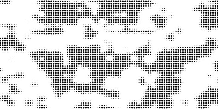 Abstract halftone seamless camouflage, led style texture. Dot pattern in black colors, camo digital background. Vector pixel art wallpaper