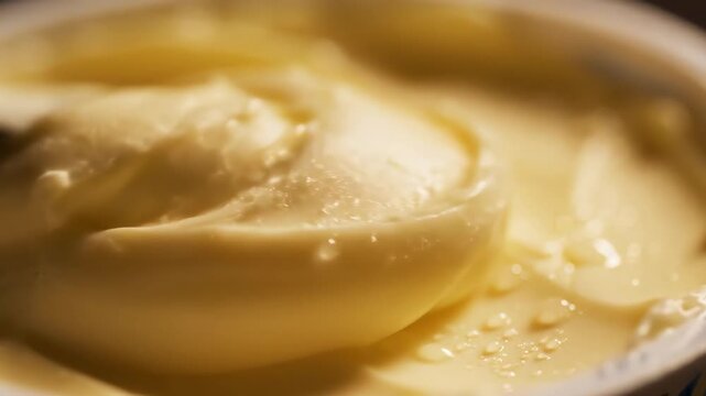 Close up of creamy butter in a container food photography