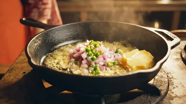 Cooking butter melting in a pan preparing food
