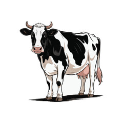 Fototapeta premium Cute cartoon cow standing on white background vector illustration