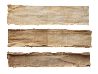 Three wooden planks with rough edges and natural texture isolated on transparent background