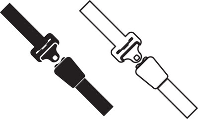 Safety First: This minimalist illustration of a seatbelt, presented in both black and white versions, serves as a universal symbol of protection and responsible behavior.