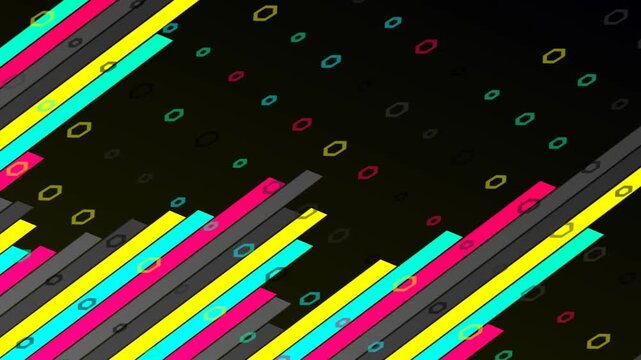 creating colorful vertical bars moving across a dark background for dynamic visuals
