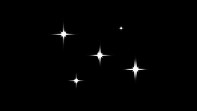 Sparkle star glitter, Magic twinkle stars sparkle trail transition, retro doodle cartoon vector style, shiny with glowing burst, starlight, and blinking sparkle effect on a black background video. 4K