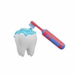 Illustration of a toothbrush next to a tooth with toothpaste on top