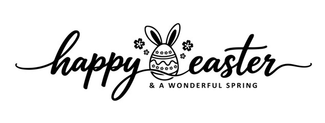 Happy Easter and a wonderful spring bold logo with script typography and egg illustration © AFRAN STUDIO