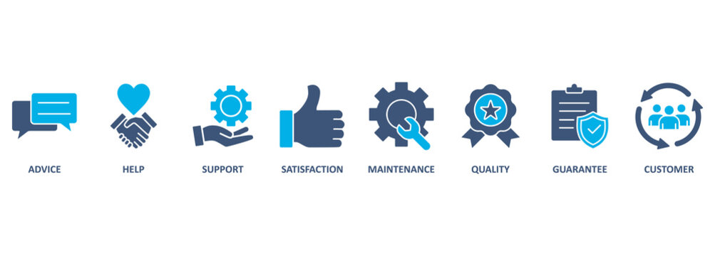 After-sales service banner web icon vector illustration concept with icon of advice, help, support, satisfaction, maintenance, quality, guarantee, customer 
