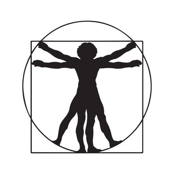 Vitruvian Man silhouette  high quality vector on white back ground