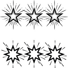 Obraz premium A series of five starburst comic explosion effects in black and white