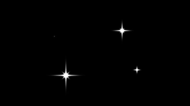 Twinkle stars line glitter sparkles, looping animation twinkling stars shining in the night sky, sparkling stars shine animation, blinking cartoon stars, shine movement on black screen background. 4k