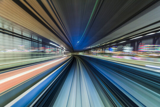 Monorail Motion Blur in Tokyo
