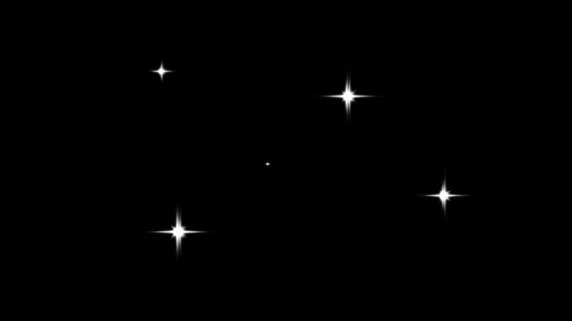 4k Twinkle sparkle stars animation, blinking retro vector star doodles, Twinkle light stars sparkling, particle magic tail sparkling glitter star dust trail loop animation on black screen background.
