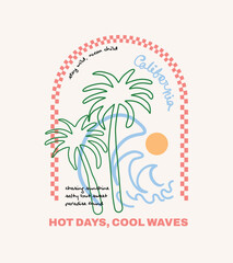 Obraz premium Hand Made tropical summer t-shirt design. women's fashion graphic design. minimal art of nature. tee shirt sweatshirt vector beach artwork.