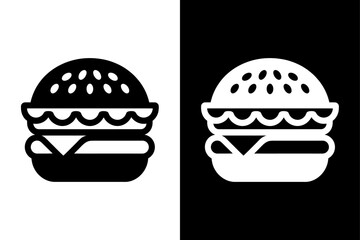 Hamburger icon. Fast food. Linear outline symbol. Black white icon design