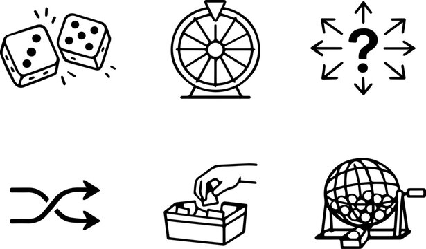 Random choice probability decision outline icons. Vector