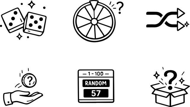 Random choice probability decision outline icons
