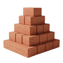 Obraz premium A neatly arranged pyramid of red bricks against a white background