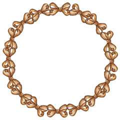 Obraz premium Watercolor illustration of a circular frame made of coquette bows. Cute hand drawn design, perfect for Valentines Day cards, invitations, posters.