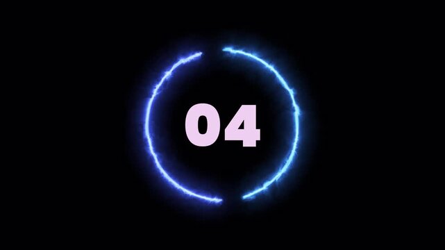 Blue Electric Countdown Ring Futuristic Energy Circle Animation on Dark Background 4K Video