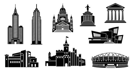 Naklejka premium Different Types of Architecture Vector Illustration | Global Building Styles Collection