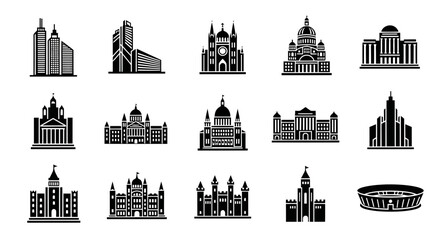 Naklejka premium Different Types of Architecture Vector Illustration | Global Building Styles Collection