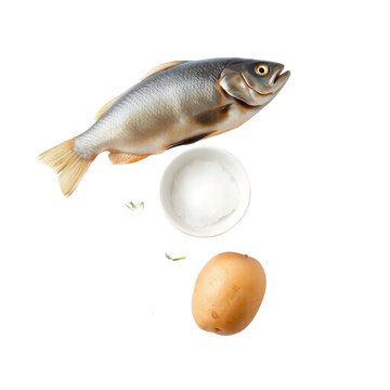 Traditional Scandinavian lutefisk served with boiled potatoes, peas, bacon and melted butter